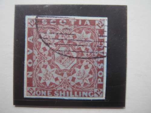 NOVA SCOTIA - 1851 DEFIN ISSUE - 1/- PURPLE (IMPERF) - SINGLE - FINE USED