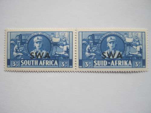 SWA - 1941-42 WAR EFFORT - 3d BLUE - PAIR - UNUSED