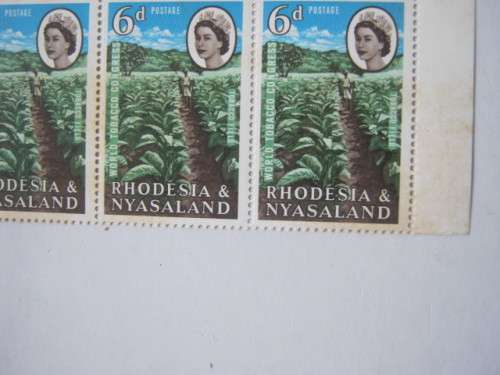 RHODESIA/NYASALAND - 1963 WORLD TOBACCO CONGRESS - 6d IMPRINT BLOCK OF 15 - UNUSED