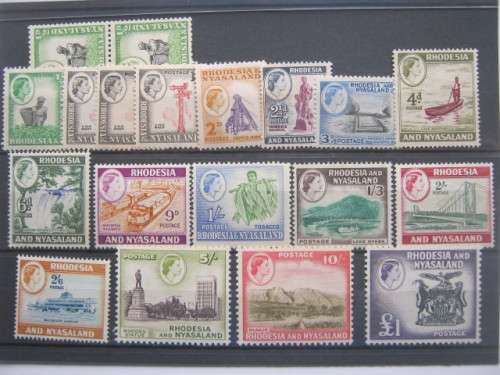 RHODESIA/NYASALAND - 1959 DEFIN ISSUE QEII - FULL SET OF SINGLES (INCL COILS) - UNUSED