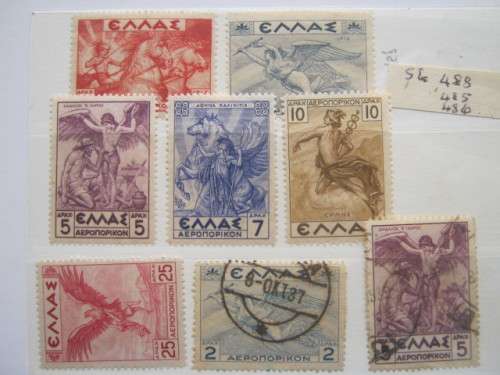 GREECE - 1935 AIR. MYTHOLOGICAL DESIGNS - SELECTION OF SINGLES - USED/UNUSED