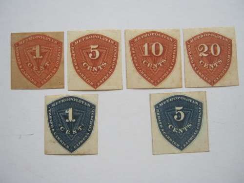 USA - METROPOLITAN ERRAND AND CARRIER STAMPS - SELECTION OF SIX SINGLES - UNUSED