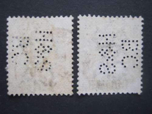 HONG KONG - 1885 DEFIN ISSUE QV (SURCH) - 20c ON 30c GREEN and $1 ON 96c BLACK WITH PERFIN - USED