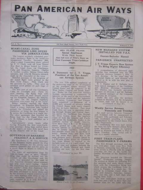 Thematics - 1931 Pan American Air Ways Newsletters - with Signatures