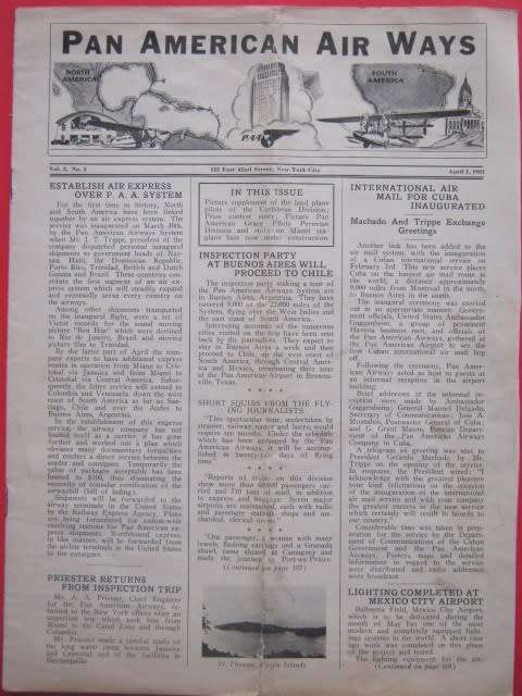 Thematics - 1931 Pan American Air Ways Newsletters - with Signatures