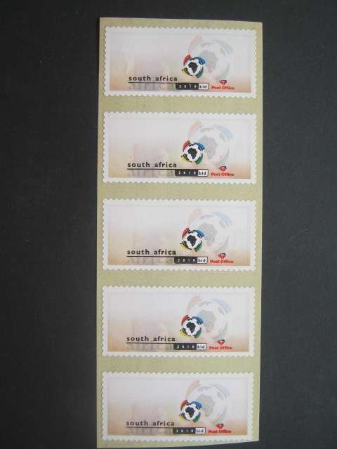 RSA - 2004 VIRTUAL STAMP (2010 FIFA WORLD CUP BID) - STRIP OF FIVE SINGLES (WITHOUT VALUE) - UNUSED