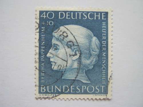 GERMANY - 1954 HUMANITARIAN RELIEF FUND - 40pf+10pf BLUE (TOP VALUE) - SINGLE - USED