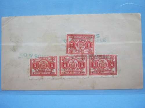 THEMATICS - USA - SELECTION OF WALL STREET STOCK TRANSFER RECEIPTS WITH STAMPS