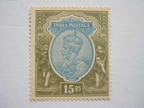 INDIA - 1911 DEFIN ISSUE KGV - 15r BLUE and OLIVE - SINGLE - MNH
