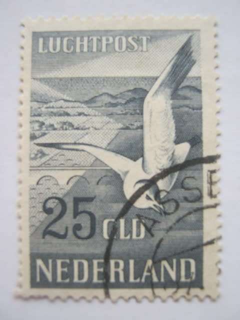 NETHERLANDS - 1951 AIR - 25g BLACK - SINGLE - FINE USED