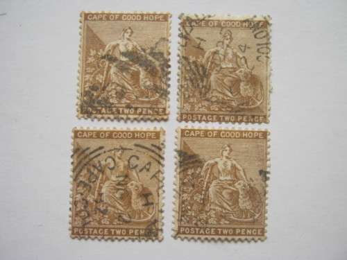 COGH - 1882-83 DEFIN ISSUE (Wmk CROWN OVER CA) - 2d PALE BISTRE (SHADES) - 4 x SINGLES - USED