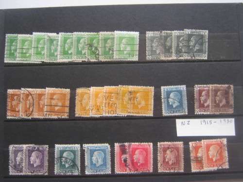 New Zealand - 1915 Defin Issue "KGV" - Good Selection of Singles to clear - Used