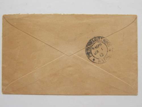 BSAC - 1911 POSTAL HISTORY - COVER FROM SALISBURY TO PIETERMARITZBURG WITH SUPERB CANCELLATION