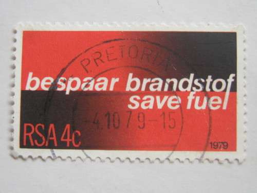 RSA - 1979 `SAVE FUEL-BESPAAR BRANDSTOF` - SINGLE - POSTALLY USED