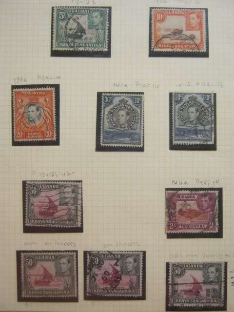 KENYA, UGANDA, TANGANYIKA - 1938 DEFIN ISSUE KGVI SELECTION OF SINGLES WITH VARIETY OF PERFS - USED