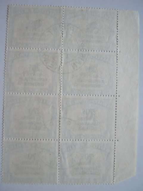 K.U.T. - 1941 OPTD `KENYA TANGANYIKA UGANDA` - 1/- MARGINAL BLOCK OF 8 - USED - CLEAR CANCELLATION