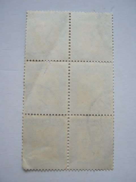 UNION - 1950-58 POSTAGE DUES - 3d BLUE - BLOCK OF 6 - USED
