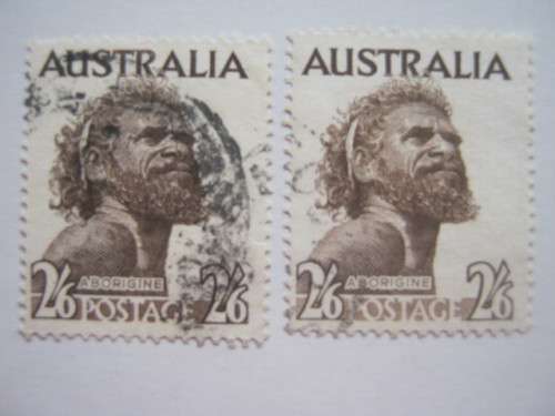 Australia - 1952 Aborigine - 2s6d Deep Brown and Sepia - Both Singles - Used