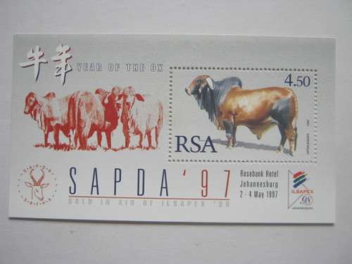 RSA - 1997 SAPDA `97 YEAR OF THE OX - MINIATURE SHEET - MNH