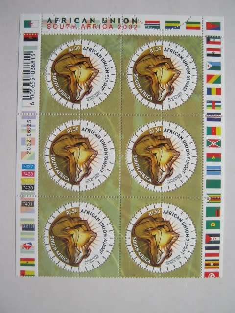 RSA - 2002 AFRICAN UNION SUMMIT - PART SHEET OF 6 (INCL CYLINDER NUMBERS) - MNH