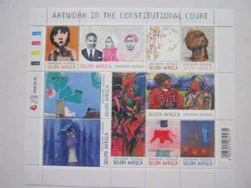 RSA - 2009 ARTWORK IN THE CONSTITUTIONAL COURT - SHEETLET OF 10 - MNH