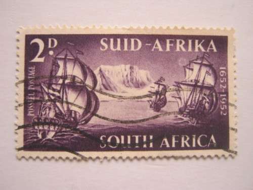 UNION - 1952 LANDING OF VAN RIEBEECK - 2d - SINGLE WITH `FULL MOON` VARIETY - FINE USED