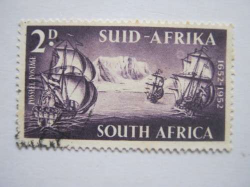 UNION - 1952 LANDING OF VAN RIEBEECK - 2d - SINGLE WITH `FULL MOON` VARIETY - FINE USED