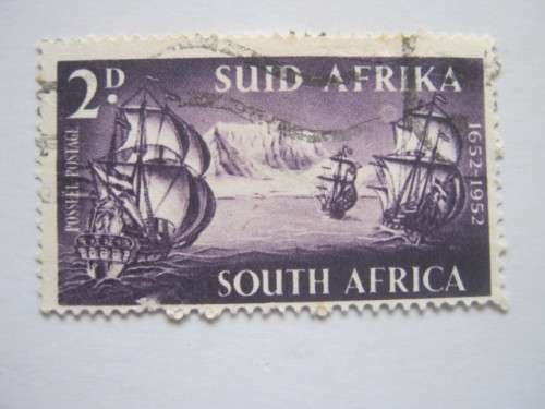 UNION - 1952 LANDING OF VAN RIEBEECK - 2d - SINGLE WITH `FULL MOON` VARIETY - USED