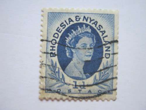 RHODESIA/NYASALAND - 1954-56 DEFIN ISSUE - 1d BLUE COIL STAMP (PERF 12,5x14) - FINE USED