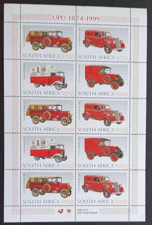 RSA - 1999 125th ANNIV OF U.P.U. - FULL SHEETLET OF 10 - MNH