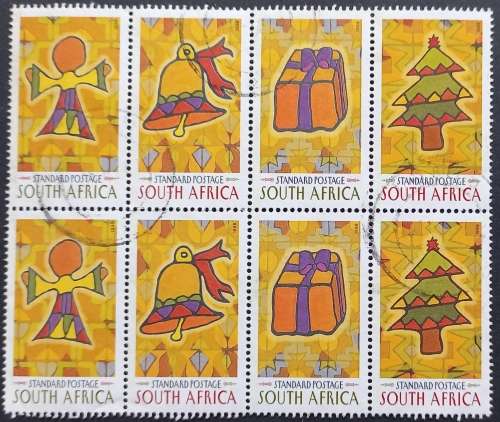 RSA - 1998 CHRISTMAS - SETENANT BLOCK OF 8 - POSTALLY USED