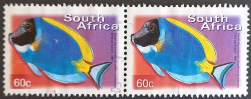 RSA - 2000 7th DEFIN ISSUE - 60c POWDER-BLUE SURGEONFISH - HORIZONTAL PAIR - POSTALLY USED