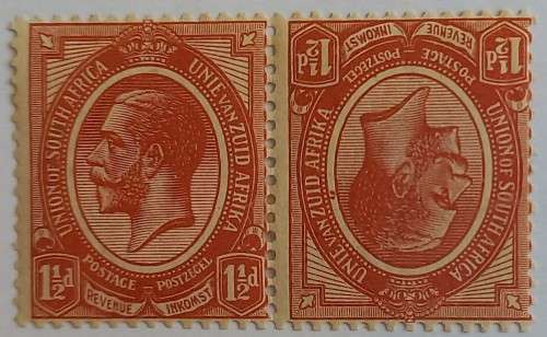 UNION - 1913 DEFIN ISSUE KGV - 1,5d CHESTNUT - TETE-BECHE PAIR - UNUSED