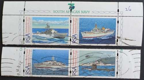 RSA - 1997 75th ANNIV OF SA NAVY - FULL SET IN TWO SETENANT PAIRS - POSTALLY USED