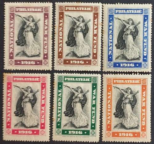 1916 NATIONAL PHILATELIC WAR FUND - CINDERELLA STAMPS - PART SET OF SINGLES - RARELY SEEN - UNUSED