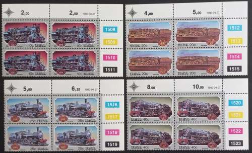 RSA - 1983 STEAM ENGINES - FULL SET OF CONTROL BLOCKS OF 4 - MNH