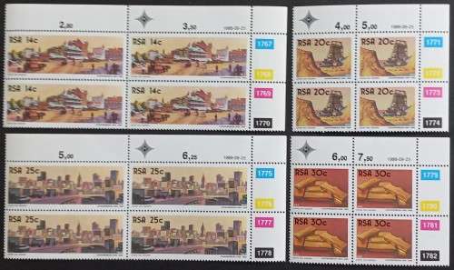 RSA - 1986 THE GOLDEN CITY - FULL SET OF CONTROL BLOCKS OF 4 - MNH