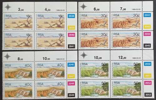 RSA - 1989 NATIONAL GRAZING STRATEGY - FULL SET OF CONTROL BLOCKS OF 4 - MNH