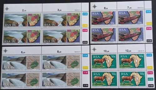 RSA - 1990 CO-OPERATION IN SOUTHERN AFRICA - FULL SET OF CONTROL BLOCKS OF 4 - MNH