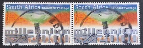 RSA - 2000 MILLENIUM 2000 - HORIZONTAL PAIR - POSTALLY USED