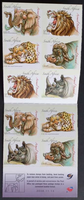 RSA - 2008 BIG FIVE `CARTOON DESIGN` SELF-ADHESIVE BOOKLET #76 - COMPLETE