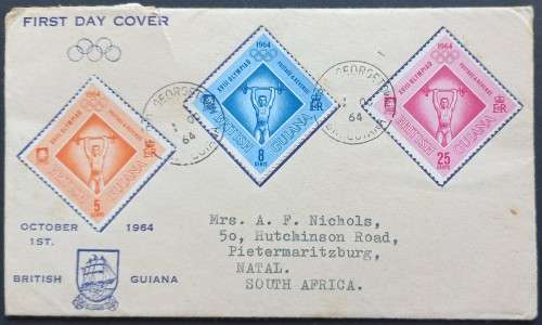 BRITISH GUIANA - 1964 OLYMPIC GAMES, TOKYO - ILLUSTRATED FDC