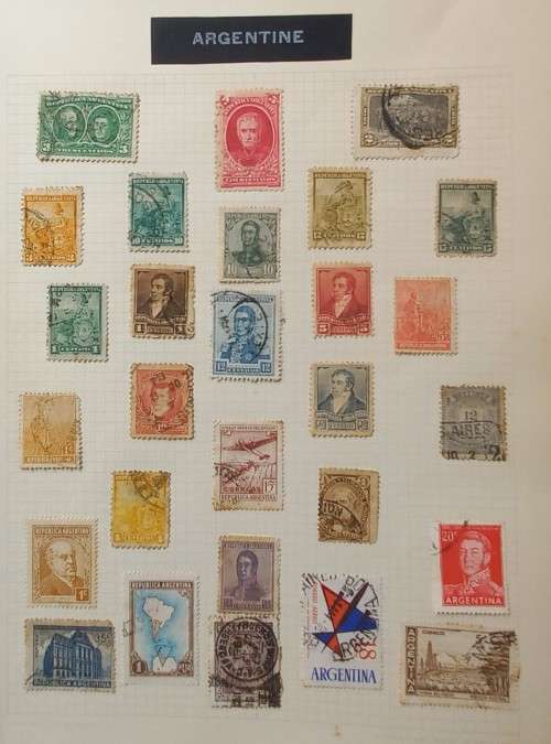 ARGENTINA - NICE SELECTION OF SINGLES ON 9 PAGES - HINGED TO PAPER