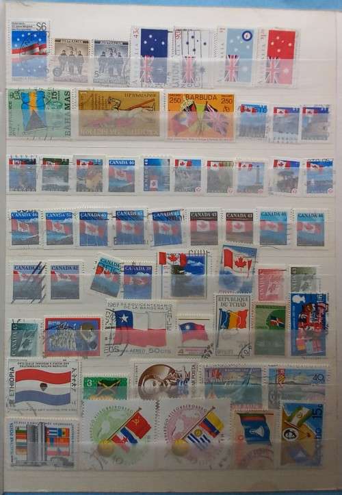 THEMATICS - FLAGS ON STAMPS - 90 STAMPS - BID PER STAMP