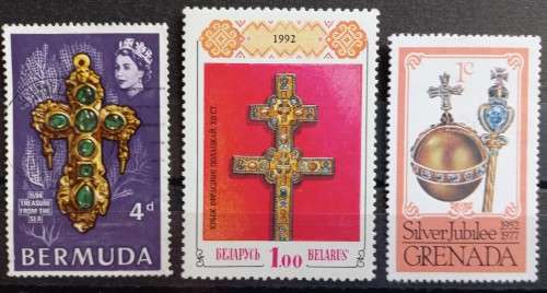 THEMATICS - TREASURES - 3 STAMPS - BID PER STAMP