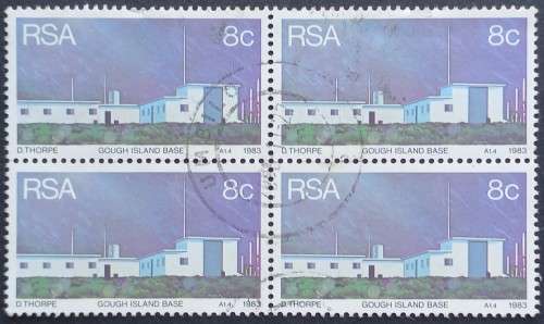 **R1 START** RSA - 1983 WEATHER STATIONS - 8c GOUGH ISLAND - BLOCK OF 4 - POSTALLY USED