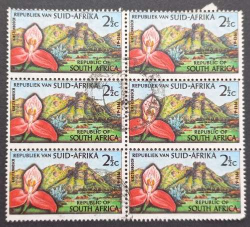 RSA - 1963 50TH ANNIV OF KIRSTENBOSCH BOTANICAL GARDENS - BLOCK OF 6 - POSTALLY USED