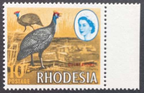 RHODESIA - 1966-70 DEFIN ISSUE (MARDON) - 10/- GUINEA FOWL - SINGLE - MNH
