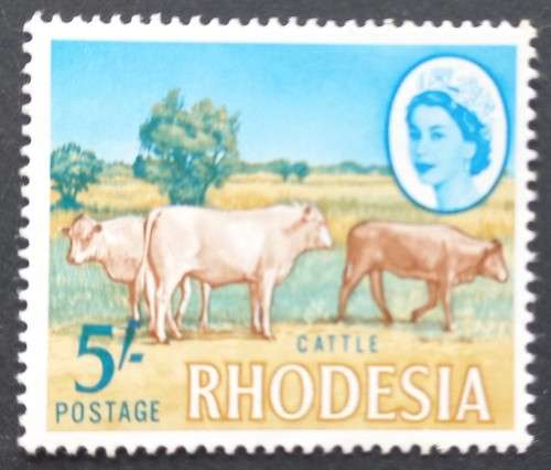 RHODESIA - 1966 DEFIN ISSUE (HARRISON) - 5/- CATTLE - SINGLE - MNH