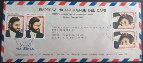 **R1 START** NICARAGUA - 1987 PRIVATE COVER TO GERMANY
